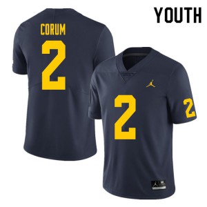 Youth Michigan #2 Blake Corum Navy Stitched Jersey 666523-938