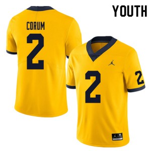 Youth Michigan Wolverines #2 Blake Corum Yellow Official Jersey 765834-978