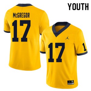 Youth Michigan #17 Braiden McGregor Yellow Official Jerseys 285849-961
