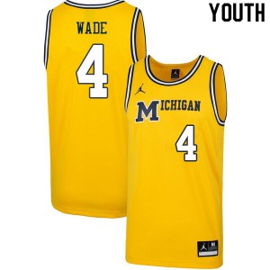 Youth Michigan Wolverines #4 Brandon Wade Retro Yellow Player Jersey 164930-370