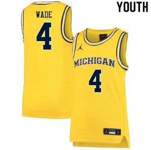 Youth Michigan #4 Brandon Wade Yellow Alumni Jerseys 977015-741