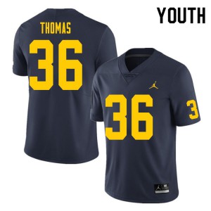 Youth Wolverines #36 Charles Thomas Navy Stitch Jerseys 827754-162