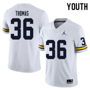 Youth Wolverines #36 Charles Thomas White NCAA Jerseys 183088-451