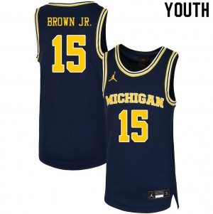 Youth Michigan #15 Chaundee Brown Jr. Navy Stitch Jersey 957904-127