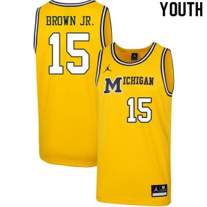 Youth Wolverines #15 Chaundee Brown Jr. Retro Yellow Basketball Jerseys 824674-915
