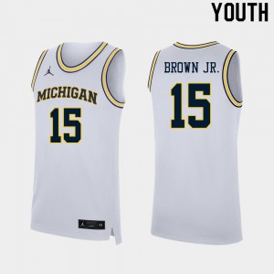 Youth Wolverines #15 Chaundee Brown Jr. White Alumni Jerseys 170575-787