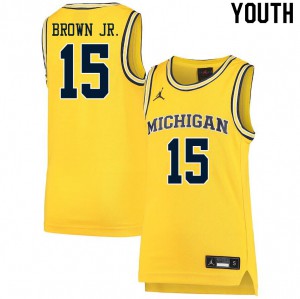 Youth University of Michigan #15 Chaundee Brown Jr. Yellow High School Jerseys 861266-536