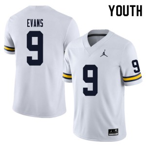 Youth Wolverines #9 Chris Evans White Embroidery Jerseys 801283-625