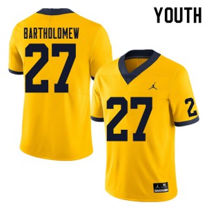 Youth Michigan #27 Christian Bartholomew Yellow Official Jersey 797080-734