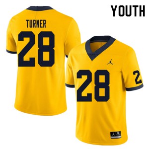 Youth Wolverines #28 Christian Turner Yellow High School Jersey 540607-375