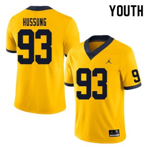 Youth Michigan Wolverines #93 Cole Hussung Yellow University Jerseys 943623-190