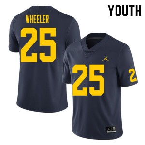 Youth Michigan Wolverines #25 Cornell Wheeler Navy Stitch Jerseys 426019-293