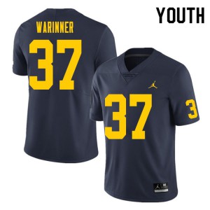 Youth Michigan #37 Edward Warinner Navy Official Jersey 707597-120
