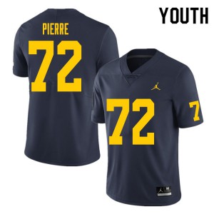 Youth Michigan Wolverines #72 Elijah Pierre Navy NCAA Jerseys 554345-192