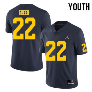 Youth Wolverines #22 Gemon Green Navy High School Jerseys 638180-239