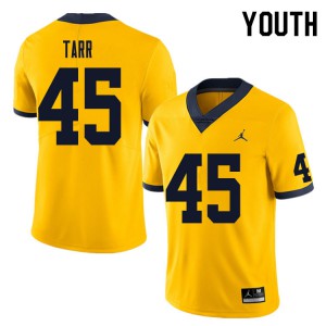 Youth University of Michigan #45 Greg Tarr Yellow Player Jerseys 371813-165