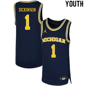 Youth University of Michigan #1 Hunter Dickinson Navy NCAA Jerseys 108343-909