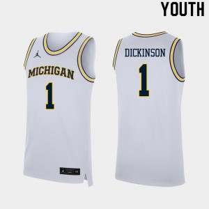 Youth University of Michigan #1 Hunter Dickinson White Alumni Jerseys 838904-713
