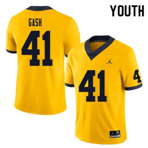 Youth Wolverines #41 Isaiah Gash Yellow Player Jerseys 345952-906