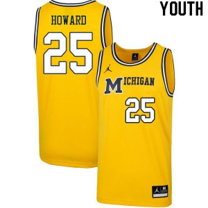 Youth Michigan #25 Jace Howard Retro Yellow NCAA Jersey 975392-963