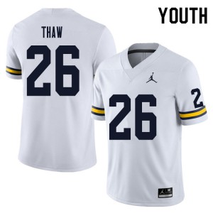 Youth Michigan #26 Jake Thaw White Stitch Jersey 212821-556