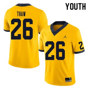 Youth Michigan Wolverines #26 Jake Thaw Yellow Embroidery Jerseys 606849-898