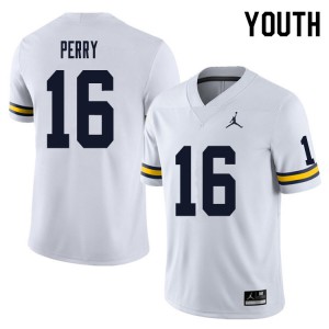 Youth Michigan Wolverines #16 Jalen Perry White College Jerseys 223774-946