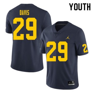 Youth Michigan Wolverines #29 Jared Davis Navy Stitch Jerseys 933995-268