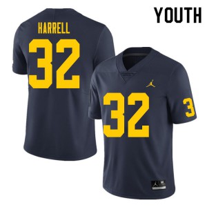 Youth Michigan #32 Jaylen Harrell Navy Player Jerseys 308893-530