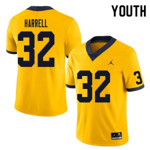Youth Michigan Wolverines #32 Jaylen Harrell Yellow College Jersey 270888-517
