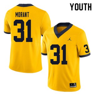 Youth Michigan Wolverines #31 Jordan Morant Yellow Alumni Jersey 464518-322