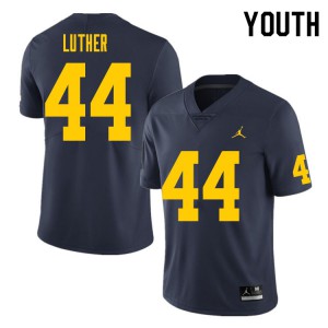 Youth Wolverines #44 Joshua Luther Navy Stitched Jerseys 376424-567