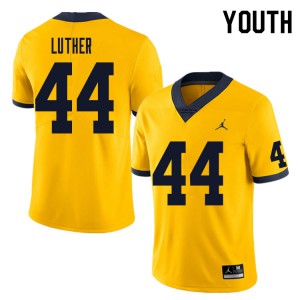 Youth Michigan Wolverines #44 Joshua Luther Yellow High School Jersey 207568-261