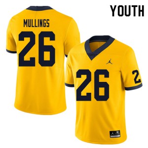 Youth Michigan #26 Kalel Mullings Yellow Alumni Jerseys 883554-253