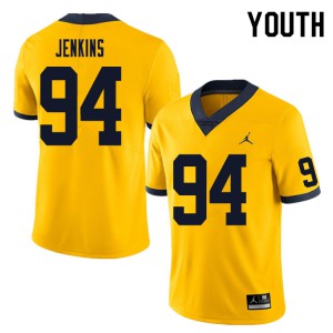 Youth Wolverines #94 Kris Jenkins Yellow Stitch Jerseys 521538-777