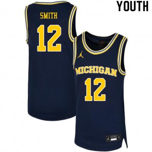 Youth Wolverines #12 Mike Smith Navy Official Jersey 236112-411