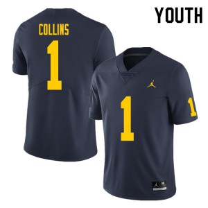 Youth University of Michigan #1 Nico Collins Navy Player Jersey 290839-321