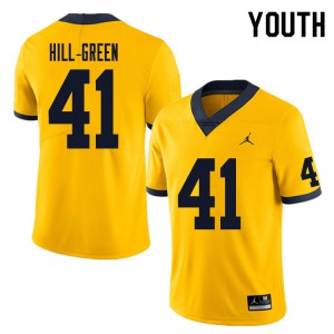 Youth Michigan #41 Nikhai Hill-Green Yellow Official Jerseys 833816-153