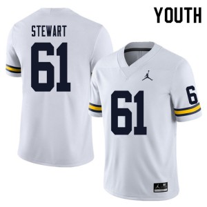 Youth Michigan #61 Noah Stewart White Official Jerseys 268108-287