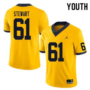 Youth Michigan Wolverines #61 Noah Stewart Yellow Stitch Jerseys 335438-710