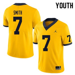 Youth University of Michigan #7 Peyton Smith Yellow Stitch Jerseys 946902-210