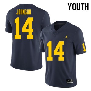 Youth Wolverines #14 Quinten Johnson Navy NCAA Jerseys 936284-340