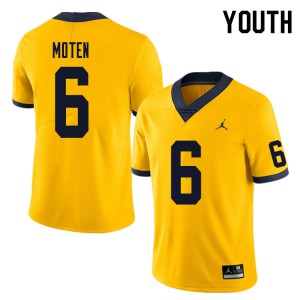 Youth Wolverines #6 R.J. Moten Yellow Official Jersey 361785-935