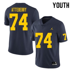Youth Wolverines #74 Reece Atteberry Navy High School Jerseys 377596-867