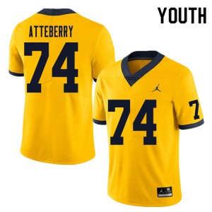 Youth Michigan #74 Reece Atteberry Yellow College Jersey 224677-132