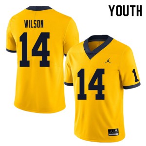 Youth Michigan #14 Roman Wilson Yellow Player Jerseys 105056-575