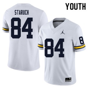 Youth University of Michigan #84 Sam Staruch White NCAA Jerseys 927294-963