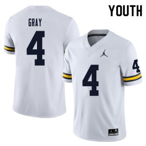 Youth Michigan #4 Vincent Gray White Stitched Jerseys 369616-948