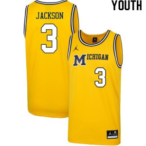 Youth University of Michigan #3 Zeb Jackson Retro Yellow Stitched Jersey 391262-605