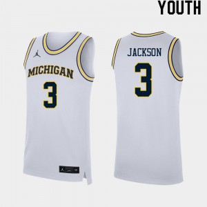 Youth Michigan Wolverines #3 Zeb Jackson White Alumni Jerseys 256128-692
